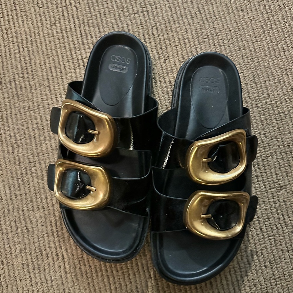 ASOS Women's Sandals with Black and Gold Buckles